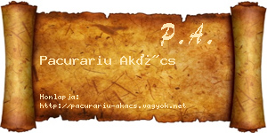 Pacurariu Akács névjegykártya